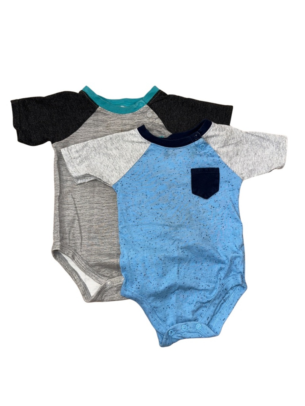 Garanimals Blue & Gray Raglan Short-Sleeve Bodysuit Set